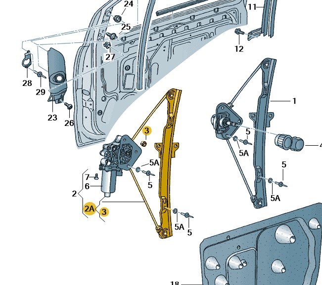 N/S Front Electric Window Regulator – 5Z3 837 461 A